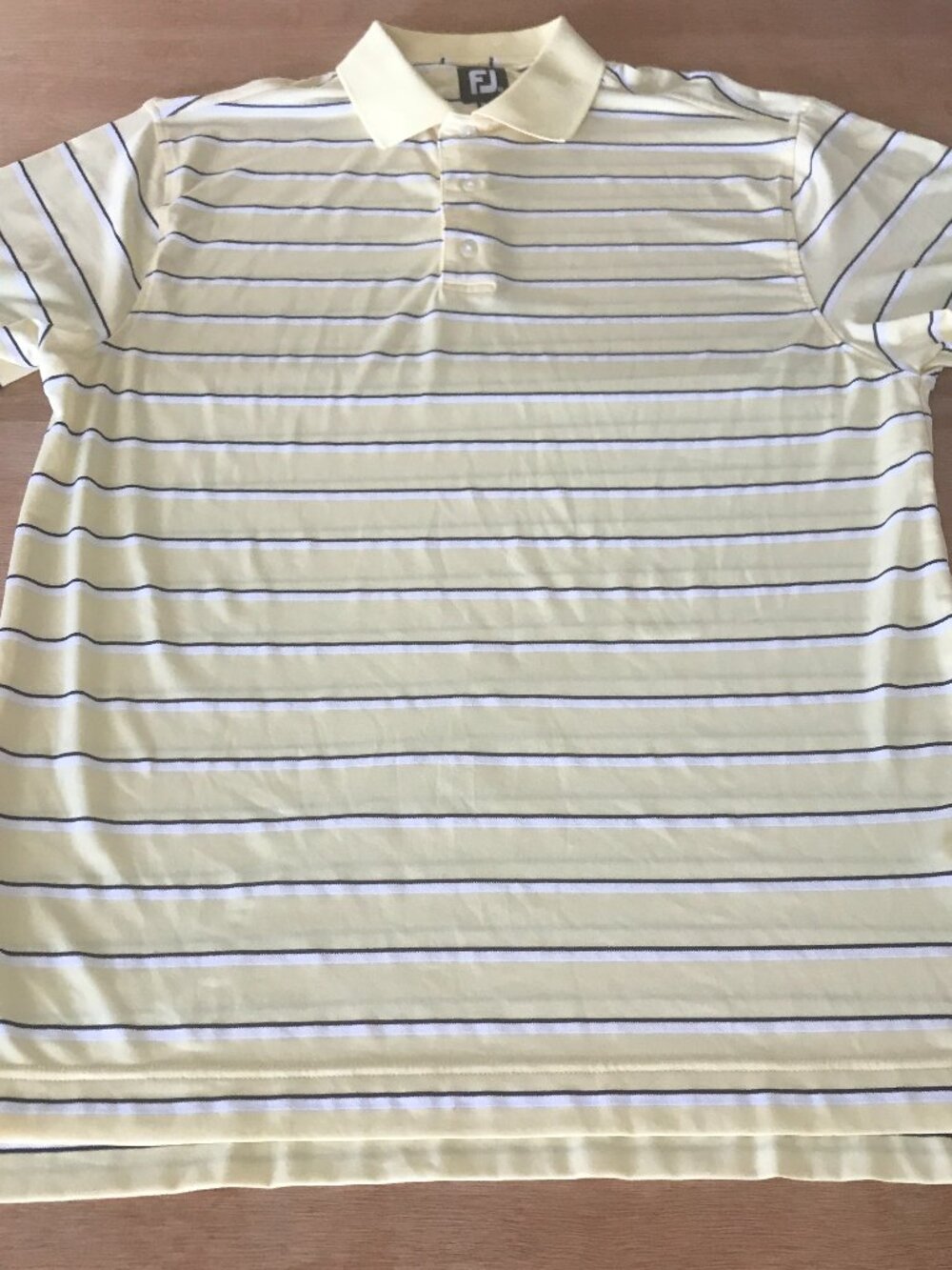 Footjoy Performance Polo Shirt Men M Yellow Striped Short Sleeve Athleisure Golf